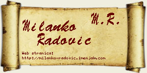 Milanko Radović vizit kartica